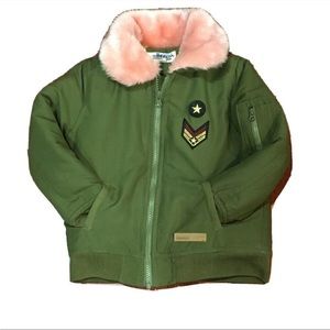 Buffalo David Bitton Sz small Girl Toddler Jacket
Olive Green Pink Collar Bomber